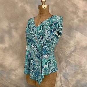 V-neck, V Hem, Short Flutter Sleeve